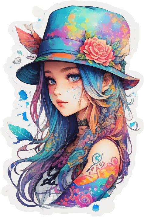 Beauty Girl Wearing Hat And Tattos With Ai Generative 27308592 Png