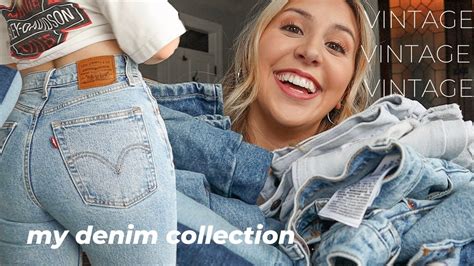 My Jeans Collection Trying On All My Denim Mostly Thrifted Levi S 90 S Style Youtube