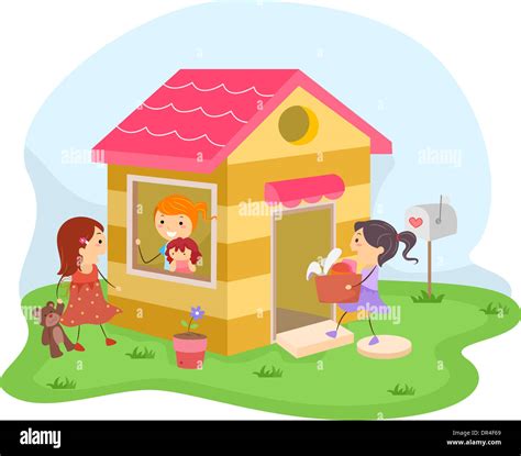 Ilustración De Un Grupo De Niñas Jugando A Casa Fotografía De Stock Alamy