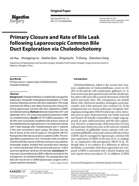 Pdf Primary Closure And Rate Of Bile Leak Following Laparoscopic