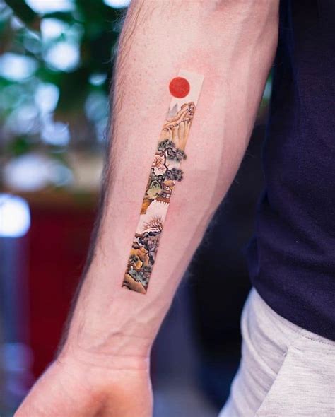 Rectangular Tattoos Contain Tiny Delicate Paintings Inspired By Chinese