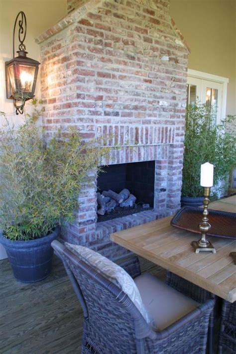 Whitewashed Brick Outdoor Fireplace Of Brick Or A Typical Fireplace