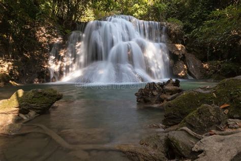 Waterfall In Tropical Forest At The National Park In Thailand Stock