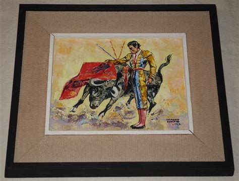 Original Oil On Masonite Painting Bull And Matador Bullfight By Epifanio