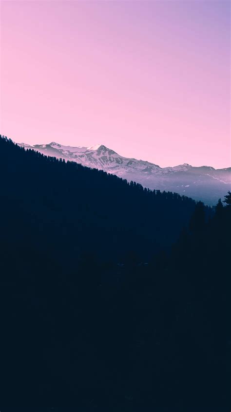 Dark Sunset On Snow Covered Mountain Iphone Wallpaper Iphone