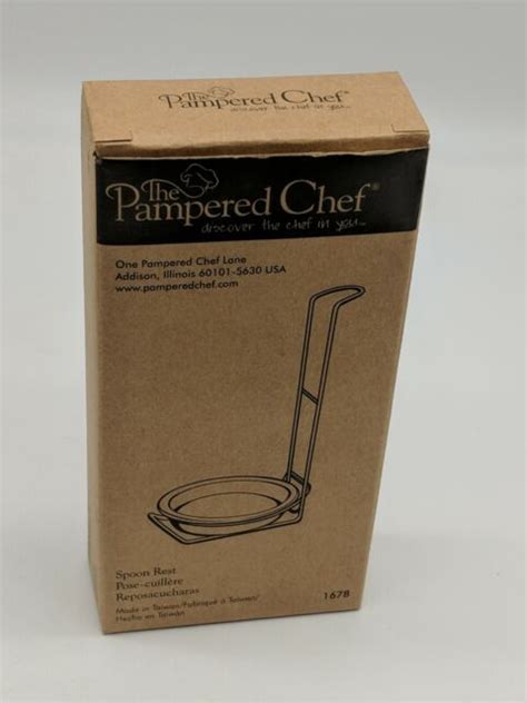 Pampered Chef Spoon Rest 1678 White Round Dish With Metal Stand For