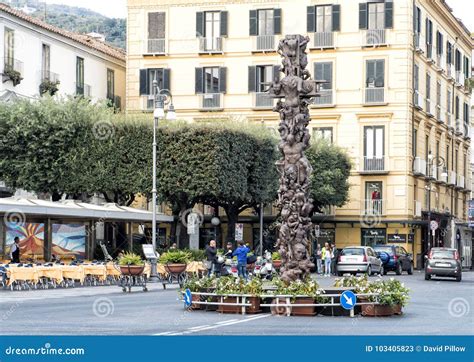 Piazza Tasso In Sorrento Monument Of Torquato Tasso Editorial Photo