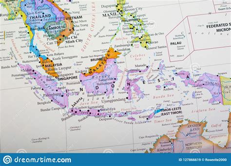 Map Of Southern Part Of Southeast Asia Stock Image Image Of Asia