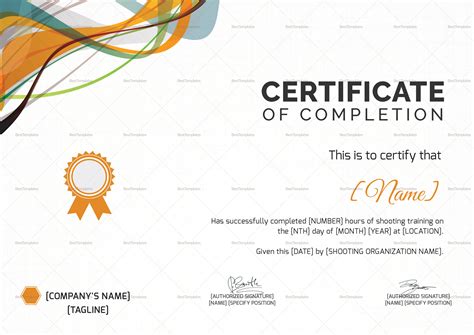 Shooting Completion Certificate Design Template In Psd Word