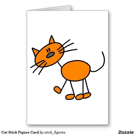 Cat Stick Figure Card | Zazzle | Stick drawings, Stick figure drawing