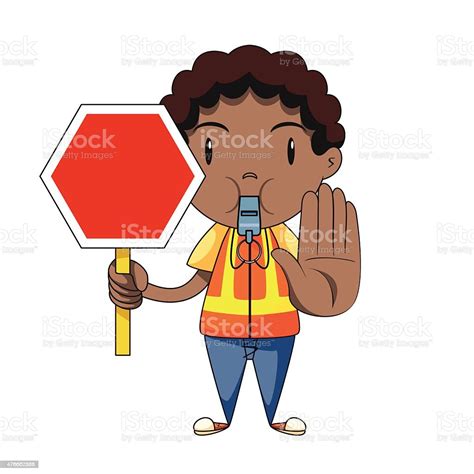 Child Stop Warning Sign Vector Illustration Stock Illustration