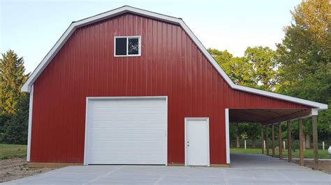 30 X 48 X 12 Gambrel Style Pole Barn With Lean To Chelsea Lumber