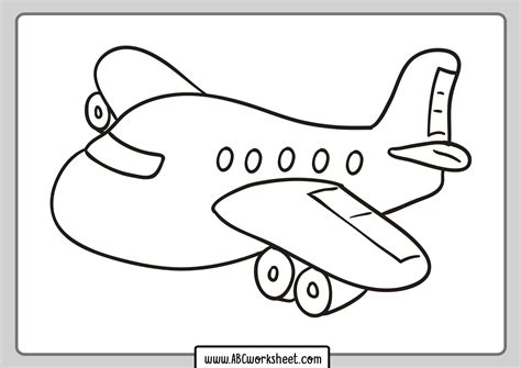 Airplane Coloring Page For Children Abc Worksheet