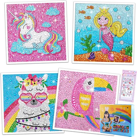 4 Pièces Diamond Painting Enfant Kit Complet Animaux 5d Diy Diamant