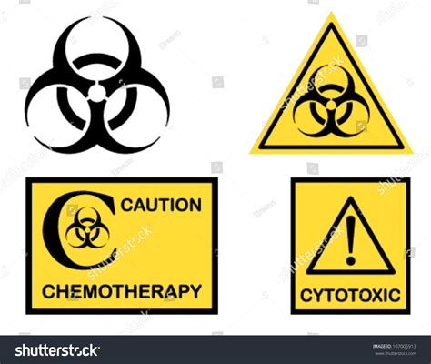Biohazard Cytotoxic Chemotherapy Symbols Icons Vector เวกเตอร์สต็อก
