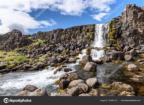 Oxararfoss Waterfall Thingvellir National Park Iceland