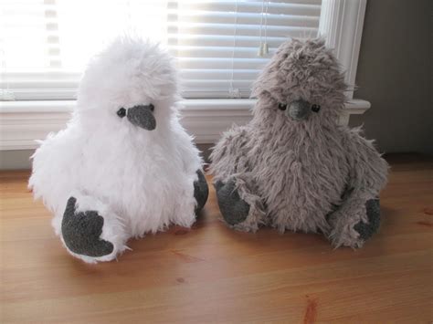 Fleece Menagerie Two Silkie Chickens White And Gray Sold