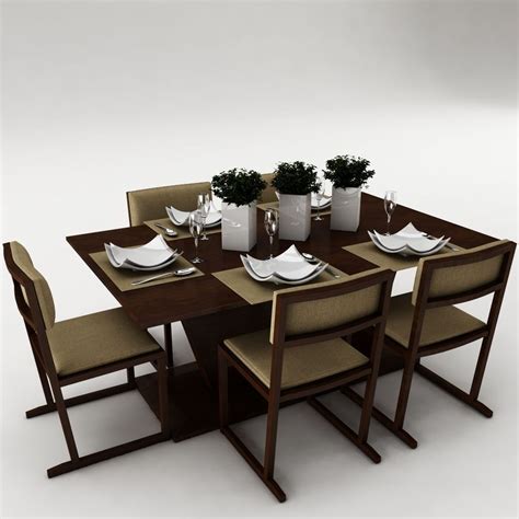 Dining Table Set 22 3d Model Max Obj Fbx Mtl