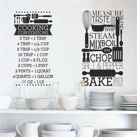 13 vinyl wall decals that add personality to a boring dorm room. COOKING CONVERSATIONS WALL DECALS New Black Kitchen ...