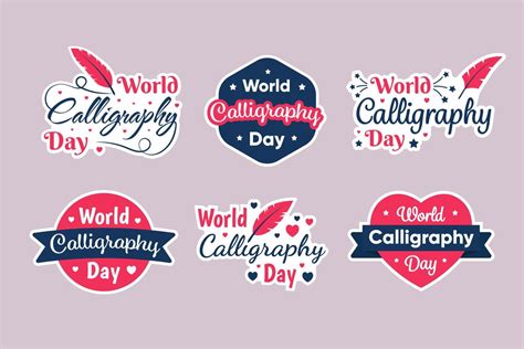 World Calligraphy Day Stickers Collection Set 8828904 Vector Art At