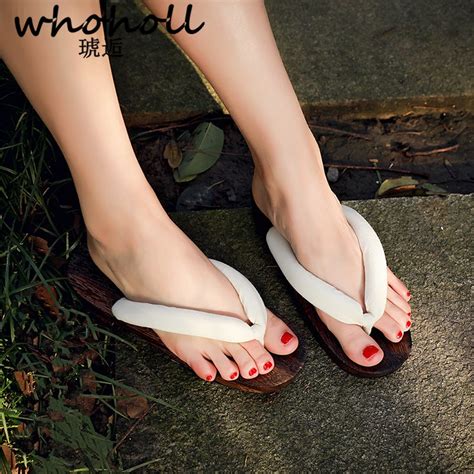 whoholl geta women sandals japanese geta sandals wooden clogs slippers flip flops for female