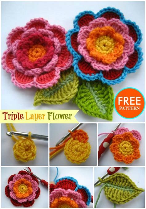 Triple Layer Flower Free Crochet Pattern Crochet Flowers 90 Free