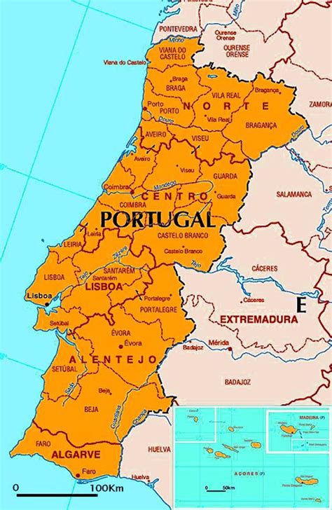 Portugal Political Map Roteiro De Viagem Portugal Portugal Portugal Cidades