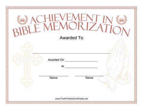Bible Memorization Prayer Certificate Template Download Printable Pdf