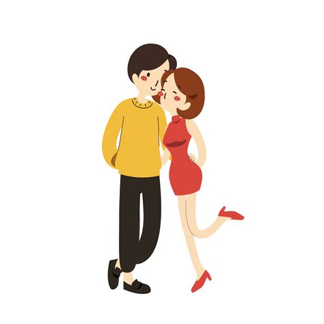Cute Couple Feeling In Love Being Together Cartoon Character Flat Vector Illustration Isolated