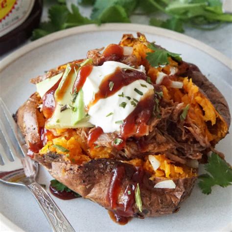 Pulled Pork Stuffed Sweet Potatoes A Food Lovers Kitchen