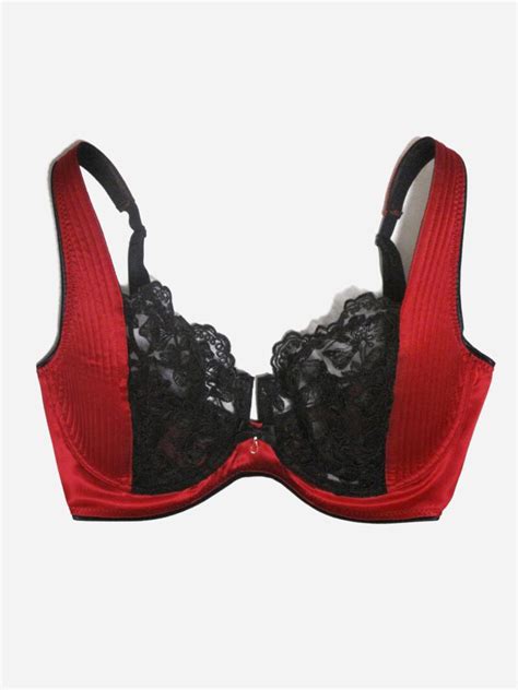 Lace Bra In Red Spandex Silk And Black Calais Lace Perfect For Plus