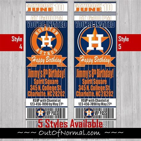 * immediate game notifications for scores, close games, extra innings, and more! Houston Astros Themed Birthday Invitation Tickets Baseball ...
