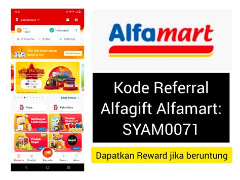 Cara Memasukan Kode Referral Alfagift Alfamart dapatkan Bonus Reward