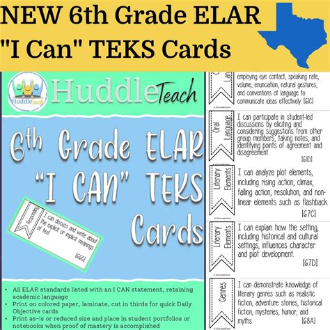 HuddleTeach Texas 6th Grade ELAR TEKS "I Can" Statements