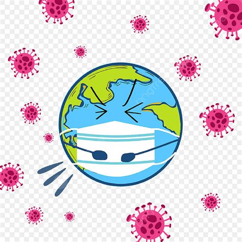 신종 코로나 바이러스 지구가 아프다 마스크 일러스트 마스크 푸른 바이러스 PNG 일러스트 및 PSD 이미지 무료 다운로드
