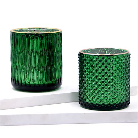 Dark Green Glass Decorative Candle Jar For Christmas, High ...