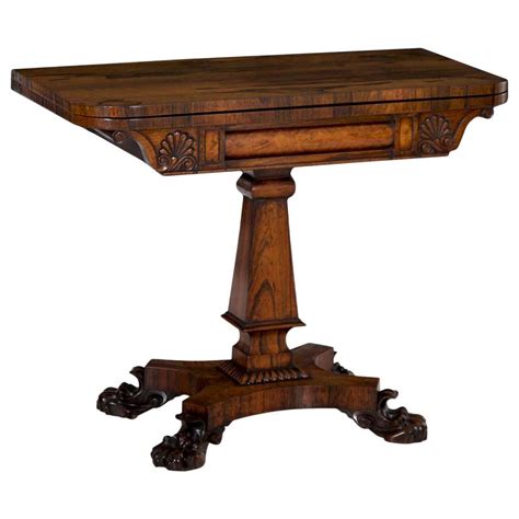 English Regency Antique Rosewood Carved Game Card Table Circa 1825 At