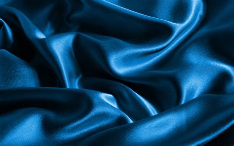 Download Wallpapers Blue Satin Background Macro Blue Silk Texture Wavy Fabric Texture Silk