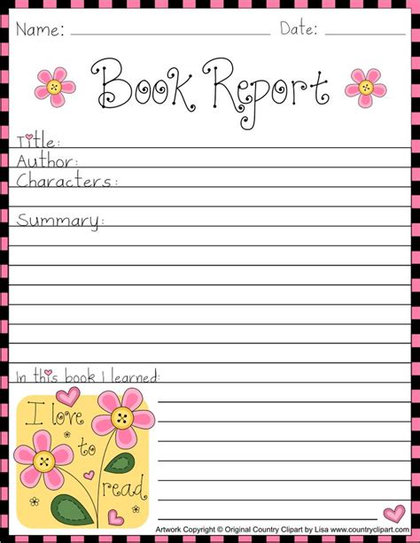 Printable Book Report Forms Easy Book Report Form For Young Readers