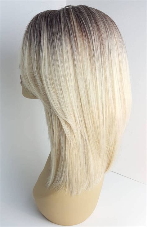 Shoulder Length Ombre Medium Blonde Wig Two Tone Mixed Color Etsy