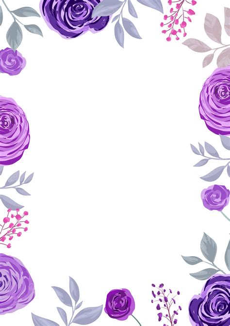 Marco Floral Con Decoración De Flores Moradas Png Floral Flores