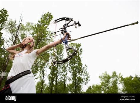 Female Archer Aiming Target High Resolution Stock Photography And