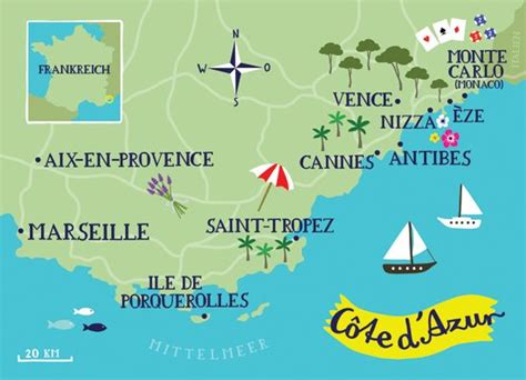 Illustrated Map Of Cote Dazur On Behance France Map France Travel