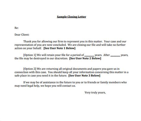 sample closing business letters