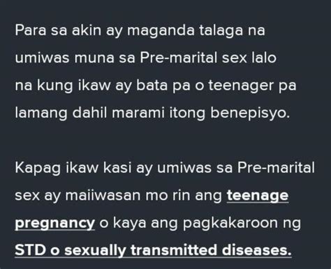 Gumawa Ng Isang Sanaysay Tungkol Sa Pre Marital Sex O Pagtatalik Bago