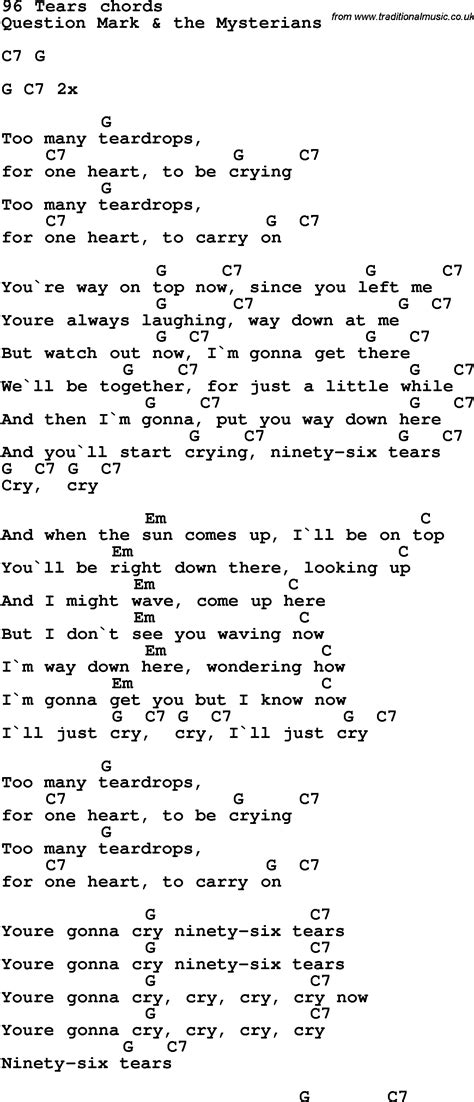 Song Lyrics With Guitar Chords For Tears