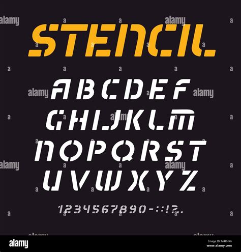 Stencil Font Geometric Alphabet Minimal Letters Collection Graffiti