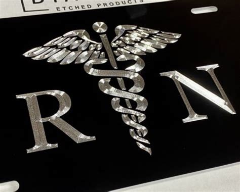 Engraved Registered Nurse Rn Diamond Etched License Plate Metal Car Tag