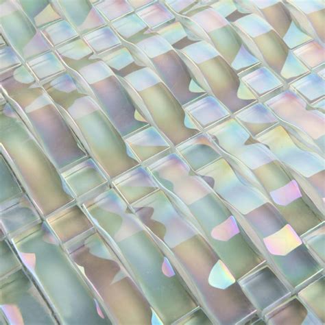 Glass Mosaic Tile Interlocking Arched Crystal Glass Tile Backsplash Yf