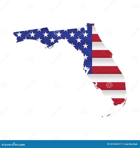 Florida Us State Flag Map Vector Isolated Stock Vector Illustration